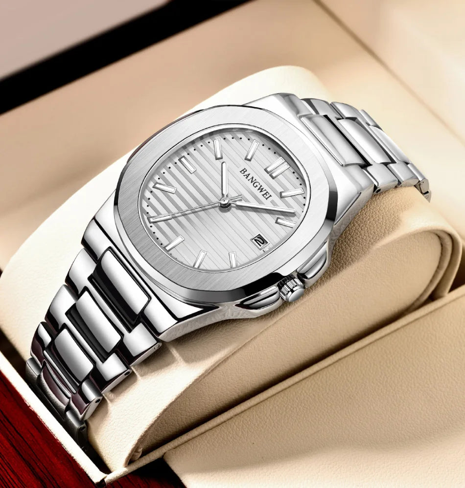 Luxury Watch Men Business Waterproof Male Clock Luminous Date Stainless Steel 2024