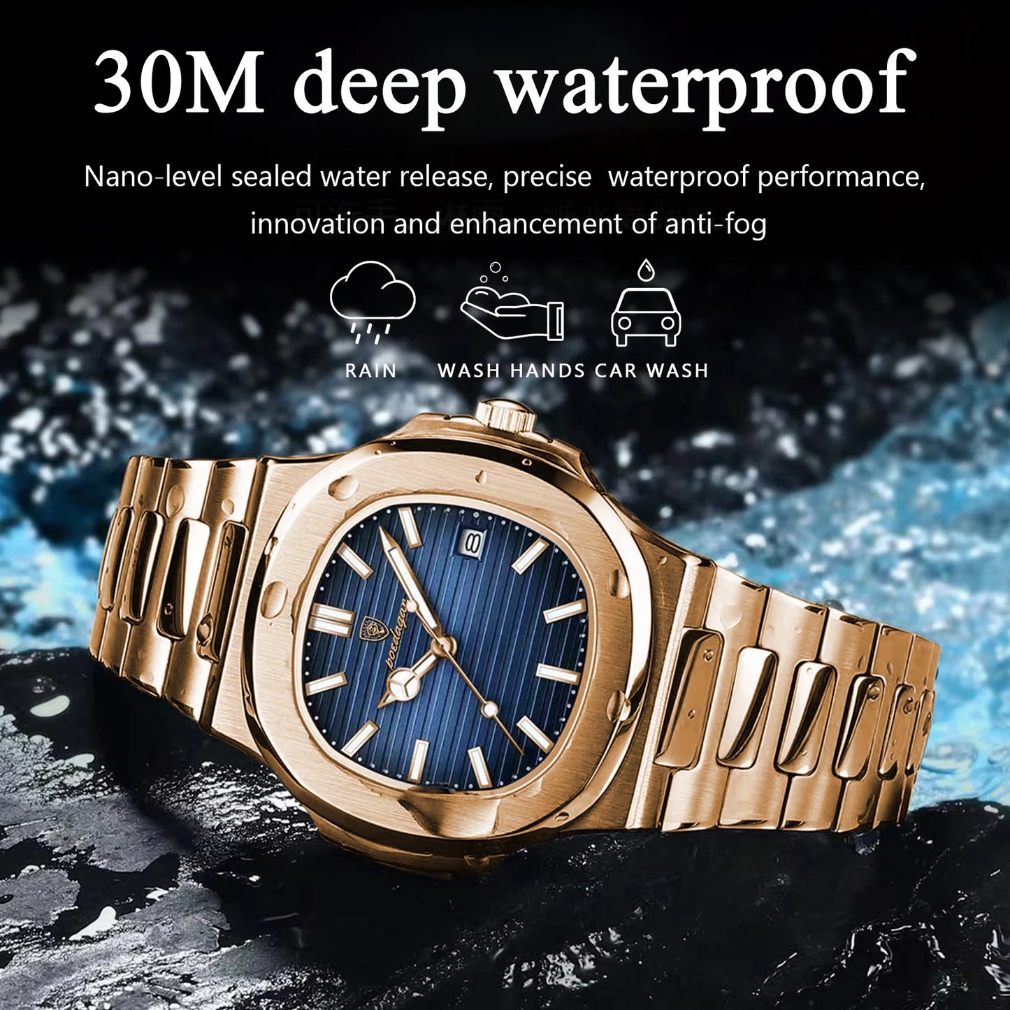 Luxury Man Wristwatch Business Stainless Steel Watch Waterproof 2024