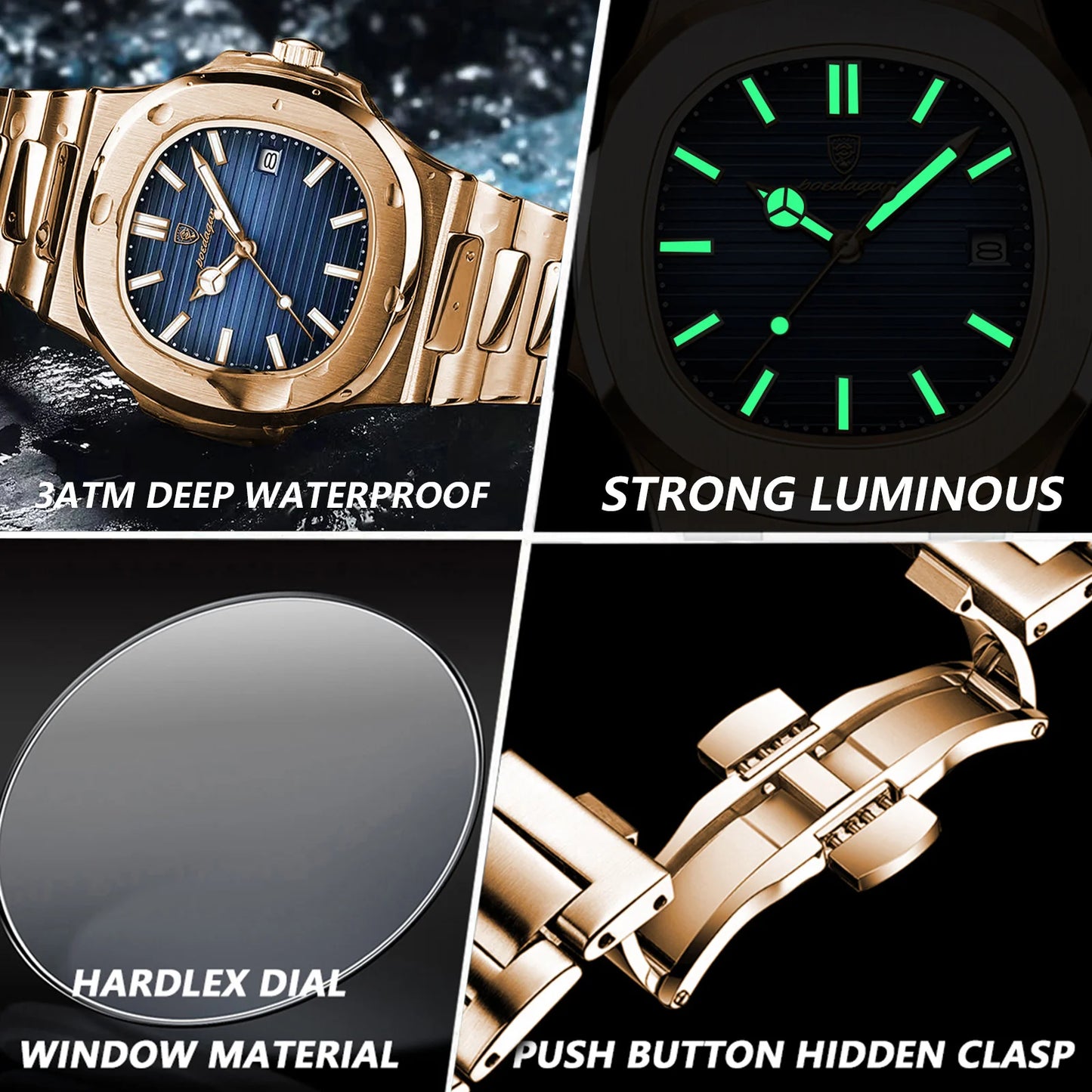 Luxury Man Wristwatch Business Stainless Steel Watch Waterproof 2024