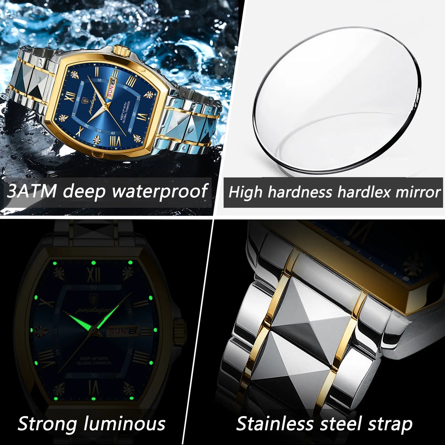 Luxury Stainless Steel Watches for Man Luminous Waterproof 2024