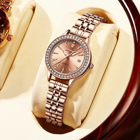 Diamond Bracelet Womens Watches Elegant  Waterproof Steel Strap Calendar 2024